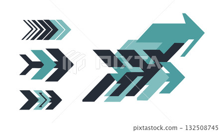 Abstract geometric arrows in teal and black vector design elements for modern graphics Abstract geometric arrows in teal and black vector design elements for modern graphics 132508745