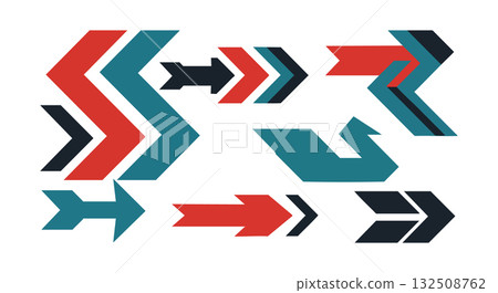 Colorful abstract arrows set in red blue and black for design and navigation vector illustration Colorful abstract arrows set in red blue and black for design and navigation vector illustration 132508762