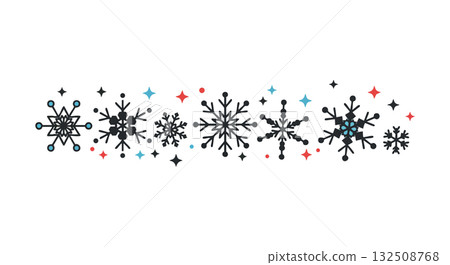 Snowflake Vector Set with Red and Blue Decorative Elements Winter Theme Snowflake Vector Set with Red and Blue Decorative Elements Winter Theme 132508768