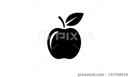 Apple fruit simple black silhouette with leaf vector illustration design Apple fruit simple black silhouette with leaf vector illustration design 132508918