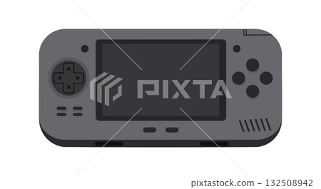 Handheld Game Console Vector Illustration in Gray with Buttons and Screen Design 132508942