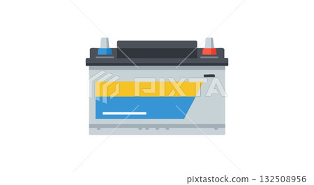 Car battery vector illustration with colored terminals for automotive power supply Car battery vector illustration with colored terminals for automotive power supply 132508956