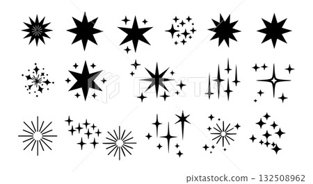 Black Sparkle and Starburst Vector Icons Set for Graphic Design and Decoration Black Sparkle and Starburst Vector Icons Set for Graphic Design and Decoration 132508962
