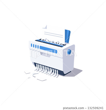Paper Shredder Machine Destroying Documents Office Equipment Vector Illustration 132509241