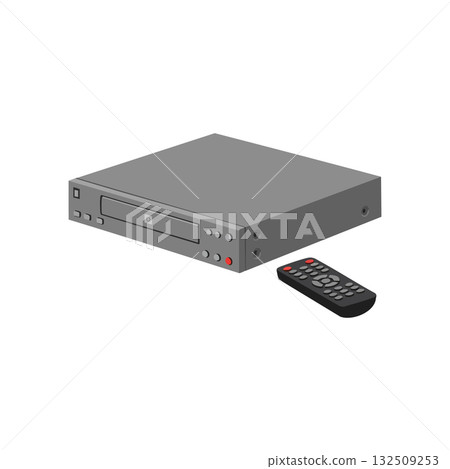 DVD player and remote control vector illustration in gray color electronic device DVD player and remote control vector illustration in gray color electronic device 132509253