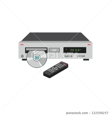 DVD player with remote control electronic device for home entertainment vector illustration DVD player with remote control electronic device for home entertainment vector illustration 132509257