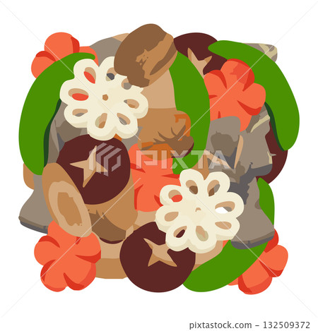 Chikuzenni 水彩手繪向量插圖 132509372