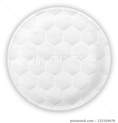 Cosmetic cotton pad disk, vector realistic white round pad with honeycomb pattern on the surface texture, soft skin care 132509476