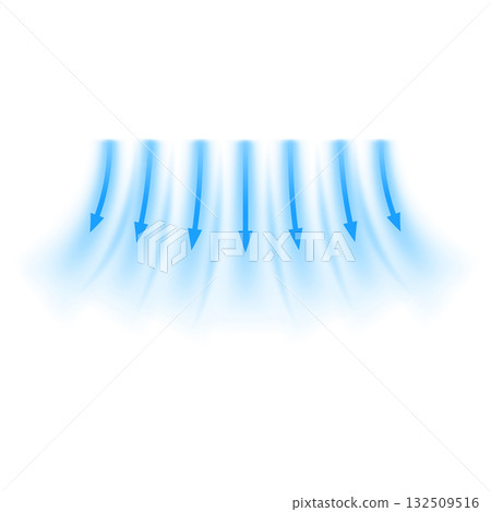 Blue curved arrow icons with a transparent airflow effect, pointing downwards. Blue curved arrow icons with a transparent airflow effect, pointing downwards. 132509516