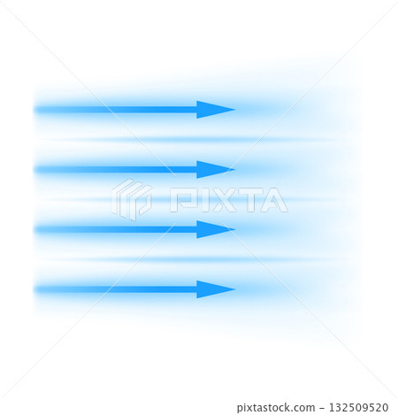 Air flow, straight blue arrows showing wind direction of air movement, vector cold fresh stream, blur air flow movement Air flow, straight blue arrows showing wind direction of air movement, vector cold fresh stream, blur air flow movement 132509520