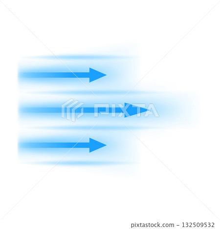 Air flow, vector straight blue arrows showing wind direction of air movement, cold fresh stream, blur air current motion Air flow, vector straight blue arrows showing wind direction of air movement, cold fresh stream, blur air current motion 132509532