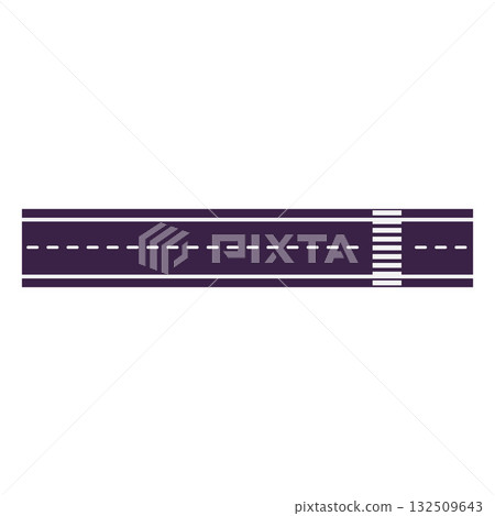 Asphalt road street with pedestrian crossings and dividing dotted lines top view, vector highway crosswalk from above 132509643