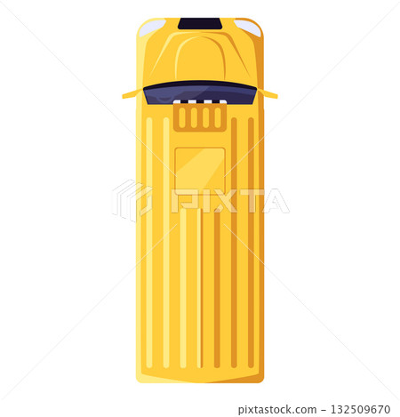 Yellow bus top view, school bus, public vehicle transport, student transportation, vector cartoon van car cargo delivery 132509670