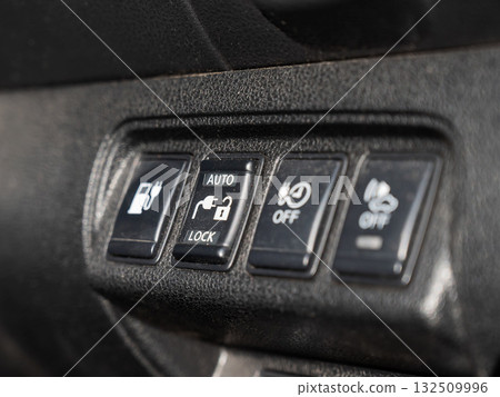 Buttons on the dashboard of an electric vehicle. Buttons on the dashboard of an electric vehicle. 132509996