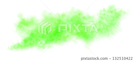 Vibrant green smoke cloud trail on transparent background with realistic puff explosion effect and chemical spray 132510422