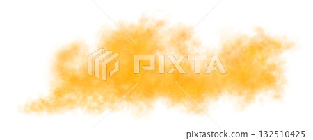 Bright orange smoke cloud trail on transparent background with realistic puff explosion effect and chemical spray 132510425