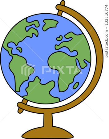 globe sphere with globe icon, cartoon style globe sphere with globe icon, cartoon style 132510774