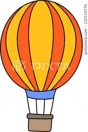 hot air balloon with basket icon, cartoon style hot air balloon with basket icon, cartoon style 132510776