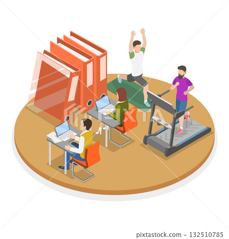 3D Isometric Flat Vector Illustration of Modern Office, Recreational Facilities. Item 3 132510785
