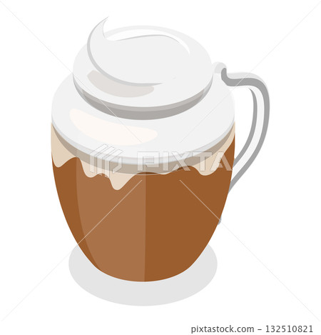 3D Isometric Flat Vector Set of Coffee Beverages, Cafe Menu. Item 9 132510821
