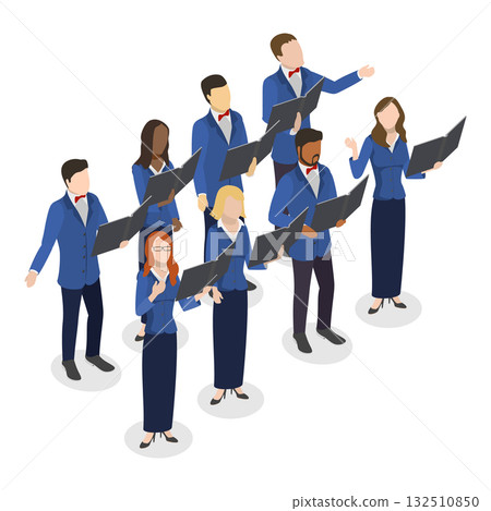 3D Isometric Flat Vector Illustration of Choral Singing, Chorus Rehearsal. Item 2 3D Isometric Flat Vector Illustration of Choral Singing, Chorus Rehearsal. Item 2 132510850