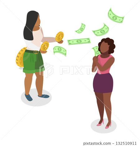 3D Isometric Flat Vector Illustration of Charity and Donation, Kindness and Generosity. Item 1 132510911