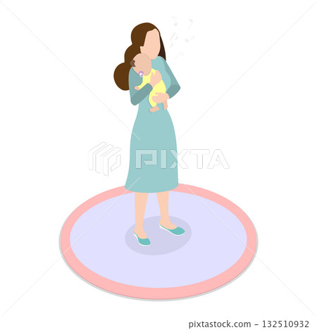 3D Isometric Flat Vector Illustration of Newborn Care, Baby Daily Routine. Item 2 132510932