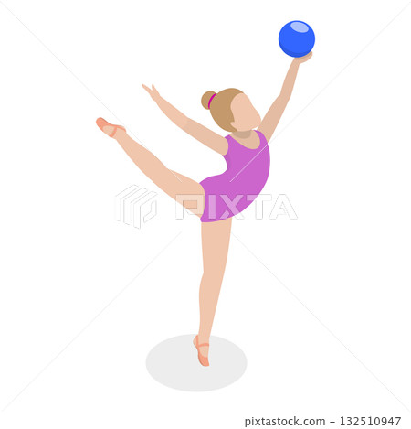 3D Isometric Flat Vector Set of Athletic Gymnastics, Sport Competitions. Item 5 132510947