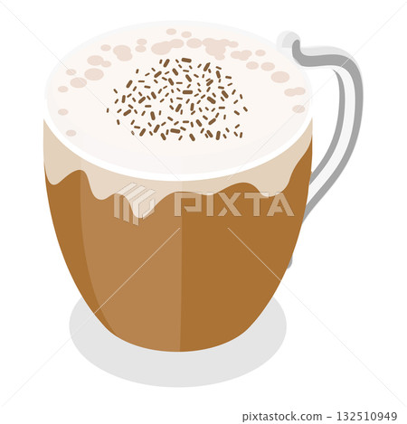 3D Isometric Flat Vector Set of Coffee Beverages, Cafe Menu. Item 8 132510949