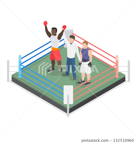 3D Isometric Flat Vector Illustration of Boxing People, Scenes Of Boxers In The Ring. Item 2 3D Isometric Flat Vector Illustration of Boxing People, Scenes Of Boxers In The Ring. Item 2 132510960