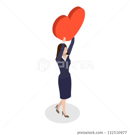 3D Isometric Flat Vector Illustration of Customer Feedback , Positive Online Feedback Enhances Employee Satisfaction And Social Media Engagement. Item 2 132510977