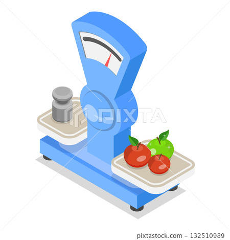3D Isometric Flat Vector Illustration of Retail Scales, Analog and Digital Devices. Item 3 3D Isometric Flat Vector Illustration of Retail Scales, Analog and Digital Devices. Item 3 132510989