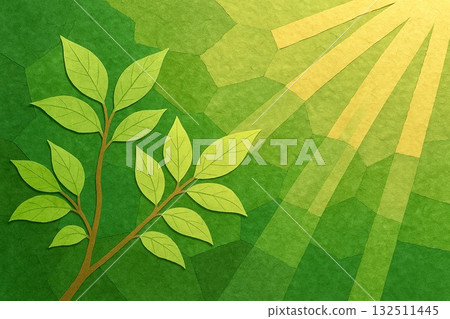 Fresh green leaves, environmental and eco-friendly image, collage style 132511445