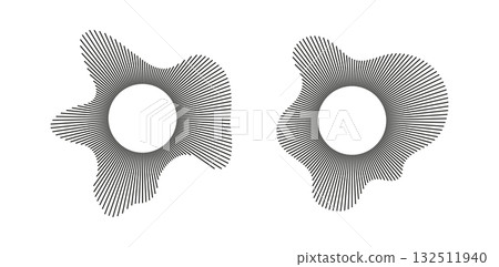Equalizer logo, radial spectrum. Voice symbols. Depicting audio music icons. Circular waves. Sound circle lines. Radial frame set. Sound rings. Wavy frame patterns. Radial rays. Wavy design elements. Equalizer logo, radial spectrum. Voice symbols. Depicting audio music icons. Circular waves. Sound circle lines. Radial frame set. Sound rings. Wavy frame patterns. Radial rays. Wavy design elements. 132511940