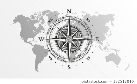 Nautical Compass windrose. Travel, tourism or exploration concept. Vector illustration. Nautical Compass windrose. Travel, tourism or exploration concept. Vector illustration. 132512010