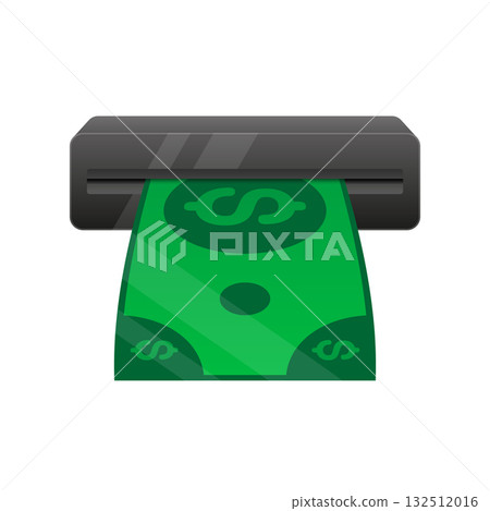 ATM slot with money inserting for financial transaction. Money comes out of the ATM. Vector illustration. ATM slot with money inserting for financial transaction. Money comes out of the ATM. Vector illustration. 132512016
