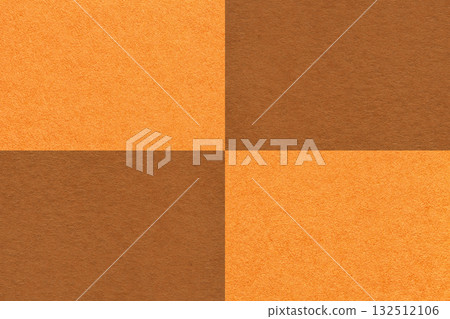 Texture craft orange and brown paper background with cells pattern. Vintage cardboard with copy space for banner 132512106