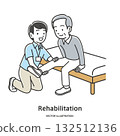 Elderly man undergoing leg rehabilitation 132512136