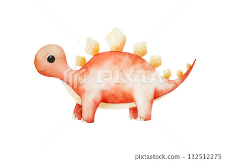 Cute dinosaur. Watercolor hand drawn prehistoric Brachiosaurus animal. Isolated illustration on transparent background. Perfect for for nursery and baby shower, tropical design projects. For designers 132512275