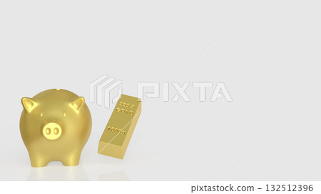 The Piggy Bank and Gold Bar for Business concept 3d Rendering. 132512396