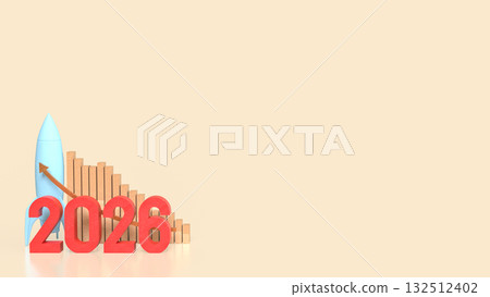The Rocket and 2026 Chart for Business concept 3d Rendering. 132512402