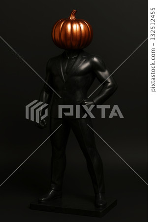 Black suit statue with copper pumpkin head Black suit statue with copper pumpkin head 132512455