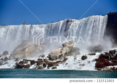 The majestic flow of the Niagara River, one of the world's three great waterfalls 132512803