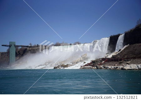 The majestic flow of the Niagara River, one of the world's three great waterfalls 132512821