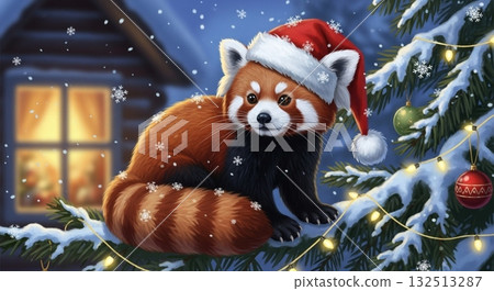 聖誕樹和可愛的貓 132513287