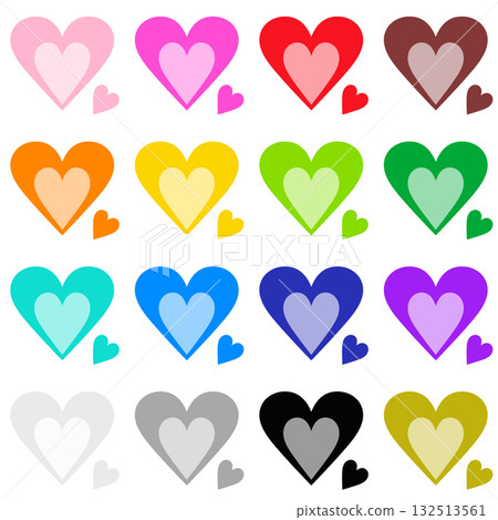 Colorful heart decoration material 16 color icon set 132513561