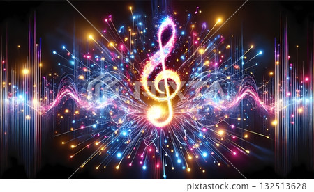 描繪音樂發出的能量振動的插圖 描繪音樂發出的能量振動的插圖 132513628