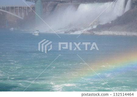 Niagara's Power Spot: Splashing Water and Rainbow Bridge Niagara's Power Spot: Splashing Water and Rainbow Bridge 132514464