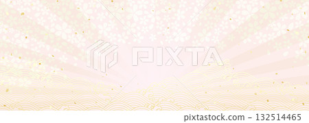 Radiant light and cherry blossom pattern background illustration 132514465