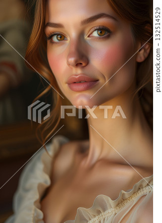 Woman gazing thoughtfully in afternoon light 132514529